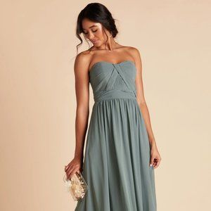 Grace Convertible Dress w/ slit in Chiffon Sea Glass